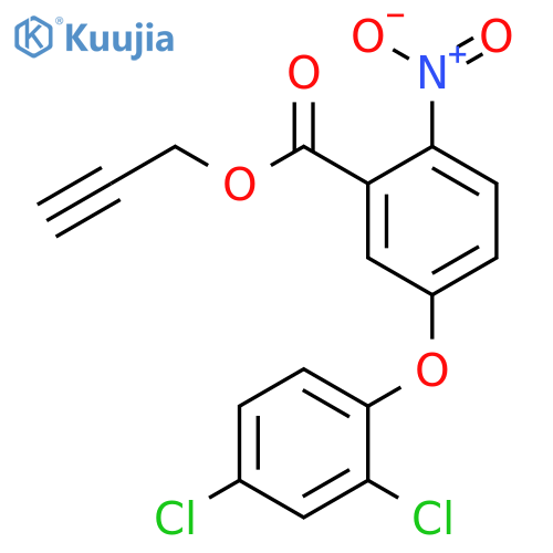 Benzoic acid, 5-(2,4-dichlorophenoxy)-2-nitro-, 2-propynyl ester structure