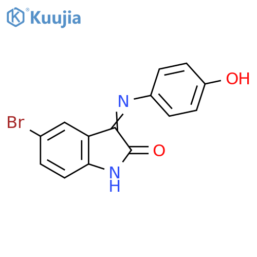 (3Z)-5-bromo-3-[(4-hydroxyphenyl)imino]-2,3-dihydro-1H-indol-2-one structure