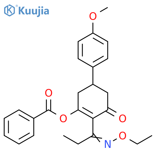 2-Cyclohexen-1-one,3-(benzoyloxy)-2-[1-(ethoxyimino)propyl]-5-(4-methoxyphenyl)- structure