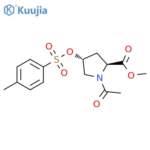 L-Proline, 1-acetyl-4-[[(4-methylphenyl)sulfonyl]oxy]-, methyl ester, trans- structure