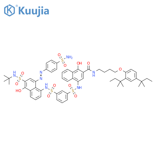 2-Naphthalenecarboxamide,4-[[[3-[[[8-[[4-(aminosulfonyl)phenyl]azo]-6-[[(1,1-dimethylethyl)amino]sulfonyl]-5-hydroxy-1-naphthalenyl]amino]sulfonyl]phenyl]sulfonyl]amino]-N-[4-[2,4-bis(1,1-dimethylpropyl)phenoxy]butyl]-1-hydroxy- structure