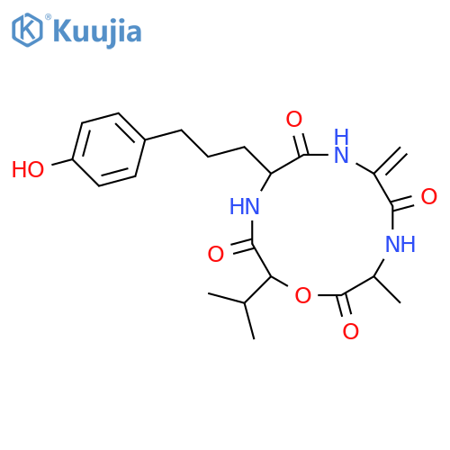 Cyclo[2,3-didehydroalanyl-L-alanyl-(2S)-2-hydroxy-4-methylpentanoyl-5-(4-hydroxyphenyl)-L-norvalyl],115 125 (9CI) structure