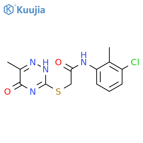 N-(3-chloro-2-methylphenyl)-2-(6-methyl-5-oxo-4,5-dihydro-1,2,4-triazin-3-yl)sulfanylacetamide structure