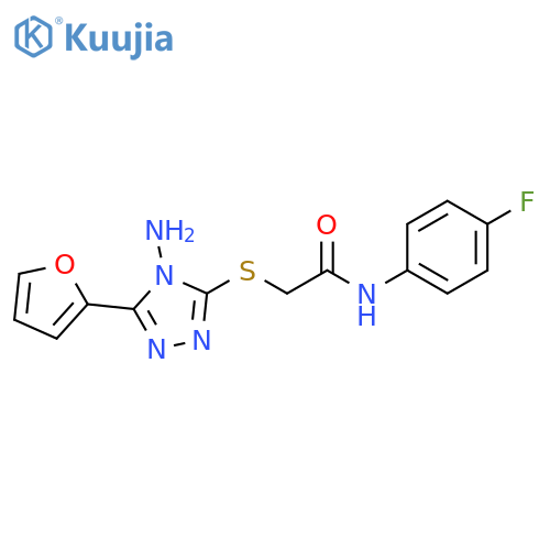 2-{4-amino-5-(furan-2-yl)-4H-1,2,4-triazol-3-ylsulfanyl}-N-(4-fluorophenyl)acetamide structure
