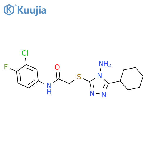 2-(4-amino-5-cyclohexyl-4H-1,2,4-triazol-3-yl)sulfanyl-N-(3-chloro-4-fluorophenyl)acetamide structure