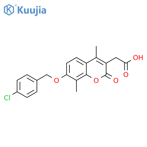 2-[7-[(4-chlorophenyl)methoxy]-4,8-dimethyl-2-oxochromen-3-yl]acetic acid structure