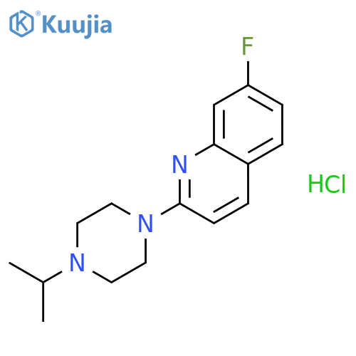 QUINOLINE, 7-FLUORO-2-[4-(1-METHYLETHYL)-1-PIPERAZINYL]-, HYDROCHLORIDE structure
