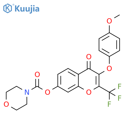 3-(4-methoxyphenoxy)-4-oxo-2-(trifluoromethyl)-4H-chromen-7-yl morpholine-4-carboxylate structure