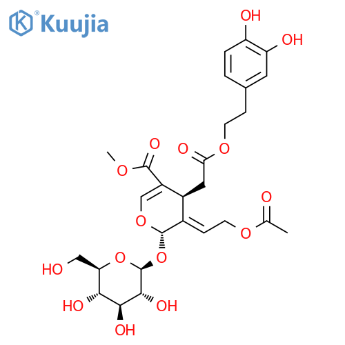 Methyl (4S,5E,6S)-5-(2-acetyloxyethylidene)-4-[2-[2-(3,4-dihydroxyphenyl)ethoxy]-2-oxoethyl]-6-[(2S,3R,4S,5S,6R)-3,4,5-trihydroxy-6-(hydroxymethyl)oxan-2-yl]oxy-4H-pyran-3-carboxylate structure