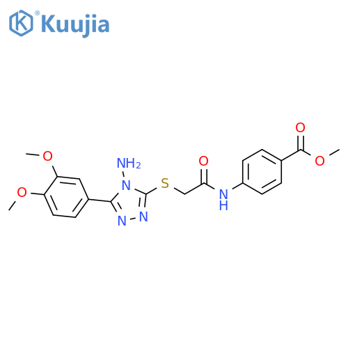 methyl 4-(2-{4-amino-5-(3,4-dimethoxyphenyl)-4H-1,2,4-triazol-3-ylsulfanyl}acetamido)benzoate structure