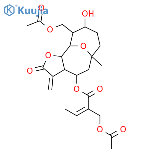 (3aR,4R,6R,9R,10R,11aS)-10-[(acetyloxy)methyl]-9-hydroxy-6-methyl-3-methylidene-2-oxododecahydro-6,11-epoxycyclodeca[b]furan-4-yl (2Z)-2-[(acetyloxy)methyl]but-2-enoate structure