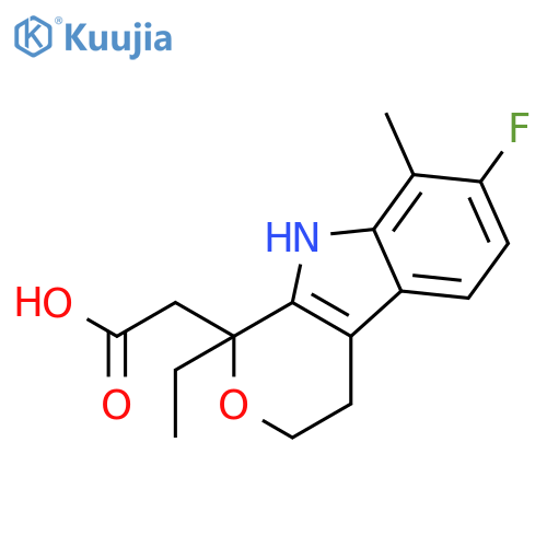 ((1-ethyl-7-fluoro-8-methyl-1,3,4,9-tetrahydropyrano[3,4-b]indol-1-yl)acetic acid ) structure