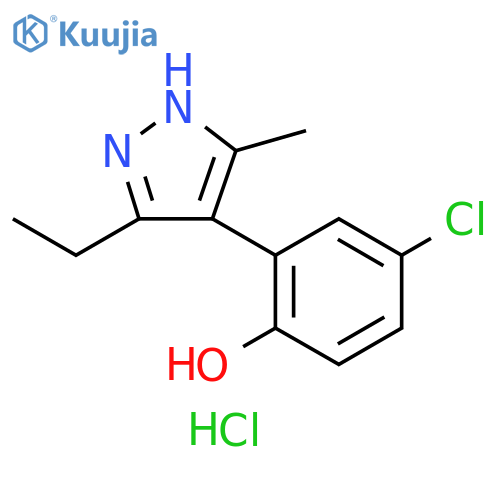 Phenol, 4-chloro-2-(3-ethyl-5-methyl-1H-pyrazol-4-yl)-, hydrochloride (1:1) structure