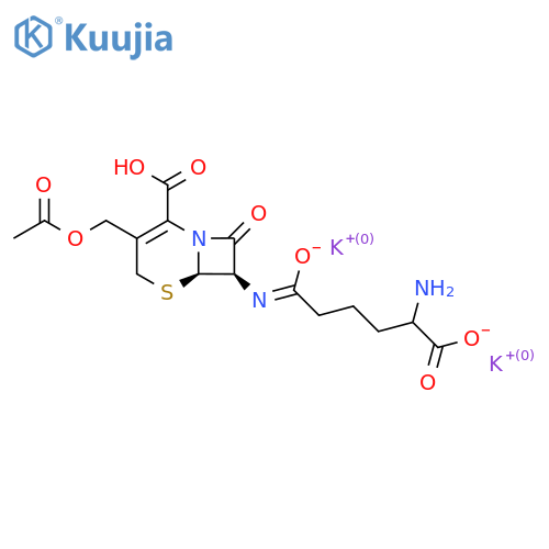 [6R-[6alpha,7beta(R*)]]-3-(acetoxymethyl)-7-[(5-amino-5-carboxypentanoyl)amino]-8-oxo-5-thia-1-azabicyclo[4.2.0]oct-2-ene-2-carboxylic acid, potassium salt structure