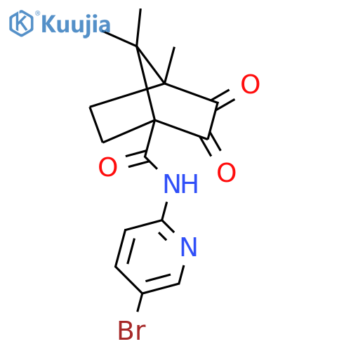 N-(5-bromopyridin-2-yl)-4,7,7-trimethyl-2,3-dioxobicyclo2.2.1heptane-1-carboxamide structure