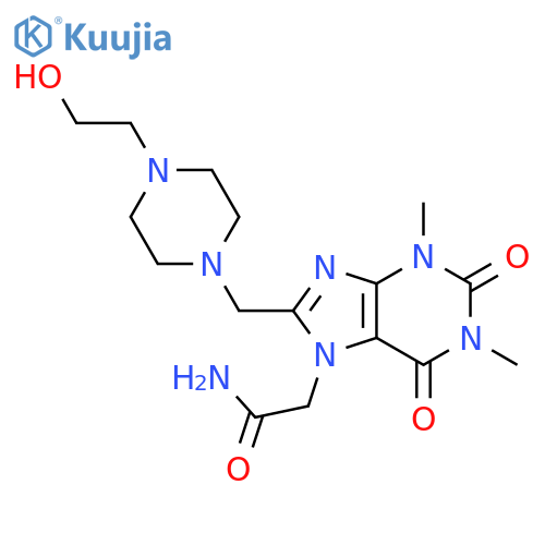2-(8-{4-(2-hydroxyethyl)piperazin-1-ylmethyl}-1,3-dimethyl-2,6-dioxo-2,3,6,7-tetrahydro-1H-purin-7-yl)acetamide structure
