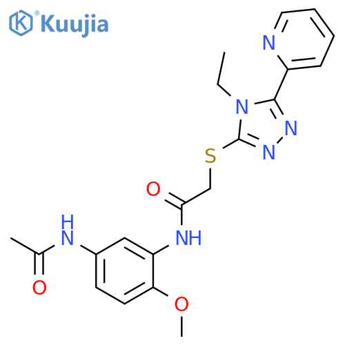 N-(5-(Acetylamino)-2-methoxyphenyl)-2-((4-ethyl-5-(2-pyridinyl)-4H-1,2,4-triazol-3-YL)sulfanyl)acetamide structure