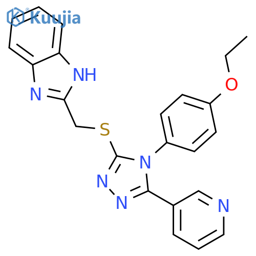 <br>2-(((4-(4-Ethoxyphenyl)-5-(pyridin-3-yl)-4H-1,2,4-triazol-3-yl)thio)methyl) -1H-benzo[d]imidazole structure
