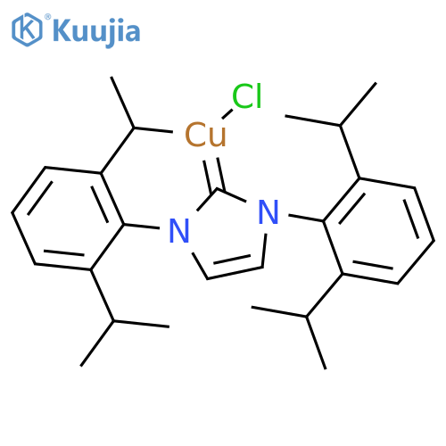 [1,3-bis(2,6-diisopropylphenyl)imidazol-2-ylidene]-chloro-copper structure