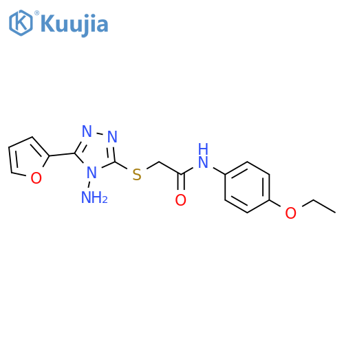 2-{4-amino-5-(furan-2-yl)-4H-1,2,4-triazol-3-ylsulfanyl}-N-(4-ethoxyphenyl)acetamide structure