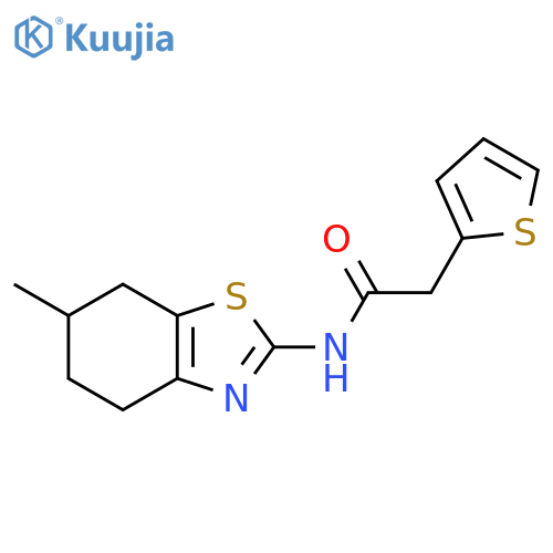 N-(6-methyl-4,5,6,7-tetrahydro-1,3-benzothiazol-2-yl)-2-(thiophen-2-yl)acetamide structure