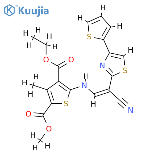 4-ethyl 2-methyl 5-{(1Z)-2-cyano-2-4-(thiophen-2-yl)-1,3-thiazol-2-yleth-1-en-1-ylamino}-3-methylthiophene-2,4-dicarboxylate structure