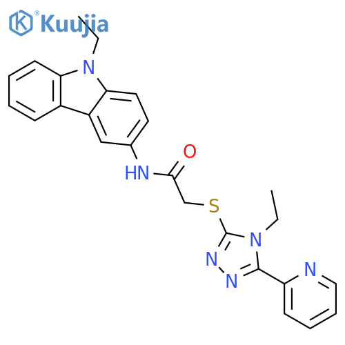 <br>2-((4-Ethyl-5-(pyridin-2-yl)-4H-1,2,4-triazol-3-yl)thio)-N-(9-ethyl-9H-carb azol-3-yl)acetamide structure