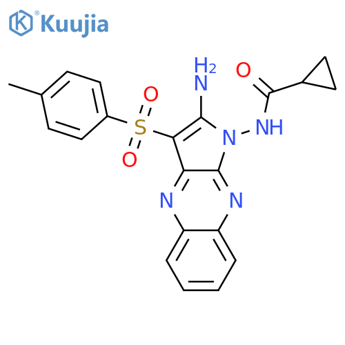 N-2-amino-3-(4-methylbenzenesulfonyl)-1H-pyrrolo2,3-bquinoxalin-1-ylcyclopropanecarboxamide structure