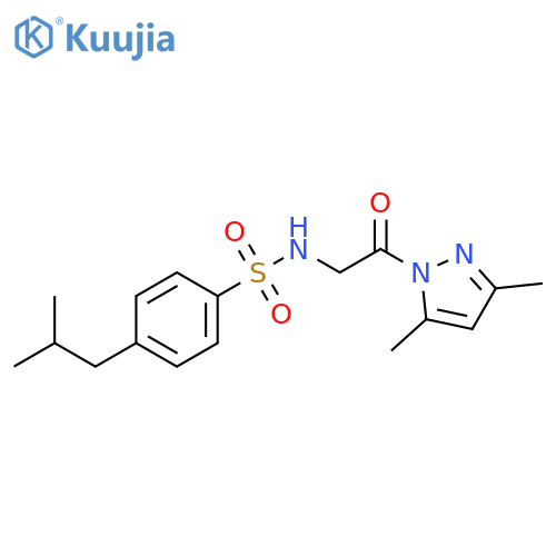 1H-Pyrazole,3,5-dimethyl-1-[[[[4-(2-methylpropyl)phenyl]sulfonyl]amino]acetyl]- structure