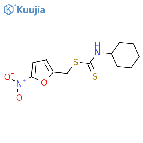 Carbamodithioic acid, cyclohexyl-, (5-nitro-2-furanyl)methyl ester structure