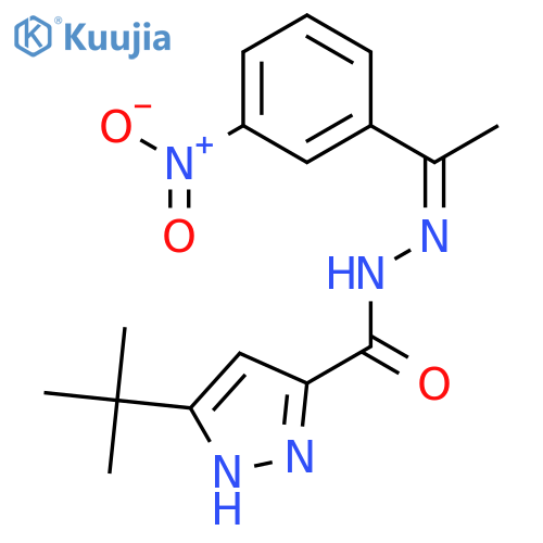 5-tert-butyl-N'-[(1E)-1-(3-nitrophenyl)ethylidene]-1H-pyrazole-3-carbohydrazide structure