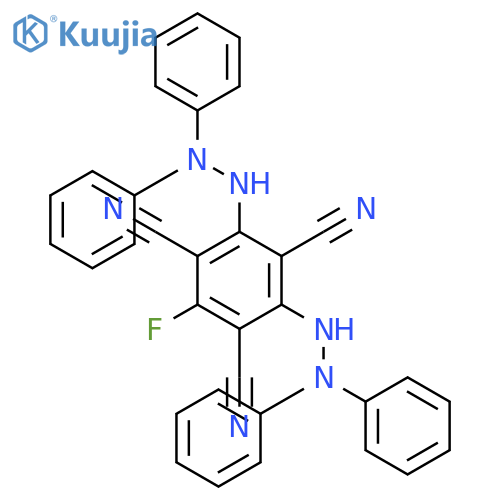 1,3,5-Benzenetricarbonitrile, 2,4-bis(2,2-diphenylhydrazino)-6-fluoro- structure