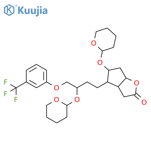 2H-Cyclopenta[b]furan-2-one,hexahydro-5-[(tetrahydro-2H-pyran-2-yl)oxy]-4-[3-[(tetrahydro-2H-pyran-2-yl)oxy]-4-[3-(trifluoromethyl)phenoxy]butyl]- structure