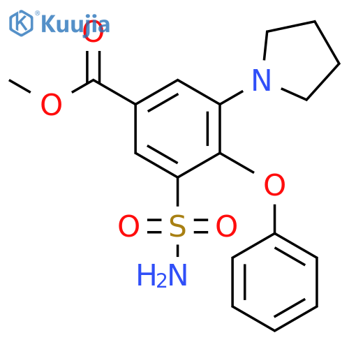Benzoic acid, 3-(aminosulfonyl)-4-phenoxy-5-(1-pyrrolidinyl)-, methyl ester structure
