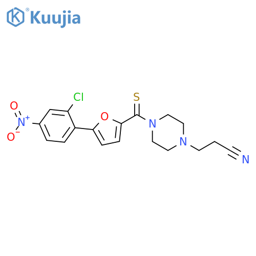 3-{4-5-(2-chloro-4-nitrophenyl)furan-2-carbothioylpiperazin-1-yl}propanenitrile structure