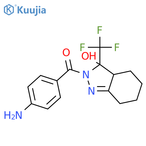 2-[(4-aminophenyl)carbonyl]-3-(trifluoromethyl)-3,3a,4,5,6,7-hexahydro-2H-indazol-3-ol structure