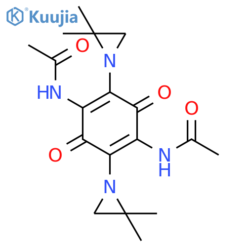 N-[4-acetamido-2,5-bis(2,2-dimethylaziridin-1-yl)-3,6-dioxocyclohexa-1,4-dien-1-yl]acetamide structure