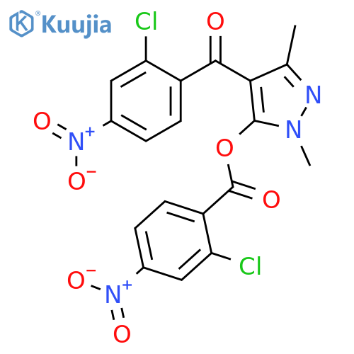 Benzoic acid, 2-chloro-4-nitro-,4-(2-chloro-4-nitrobenzoyl)-1,3-dimethyl-1H-pyrazol-5-yl ester structure