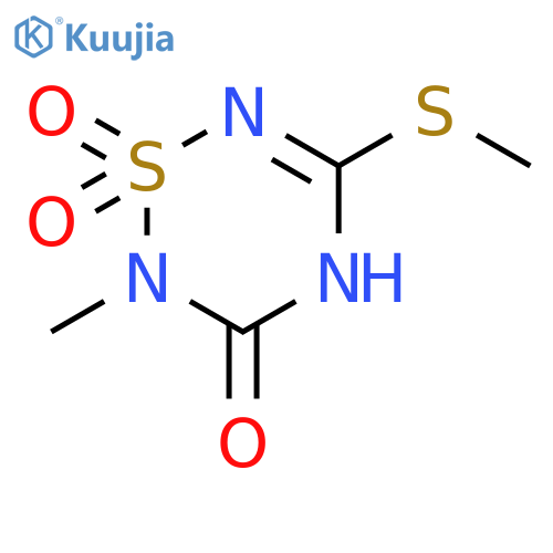 2-methyl-5-(methylsulfanyl)-2H-1,2,4,6-thiatriazin-3(4H)-one 1,1-dioxide structure