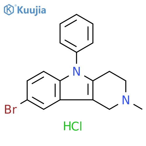 1H-Pyrido[4,3-b]indole, 8-bromo-2,3,4,5-tetrahydro-2-methyl-5-phenyl-,monohydrochloride structure