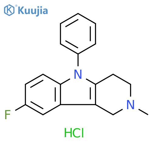 1H-Pyrido[4,3-b]indole, 8-fluoro-2,3,4,5-tetrahydro-2-methyl-5-phenyl-, hydrochloride (1:1) structure
