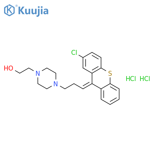 2-{4-[(3E)-3-(2-chloro-9H-thioxanthen-9-ylidene)propyl]piperazin-1-yl}ethanol dihydrochloride structure