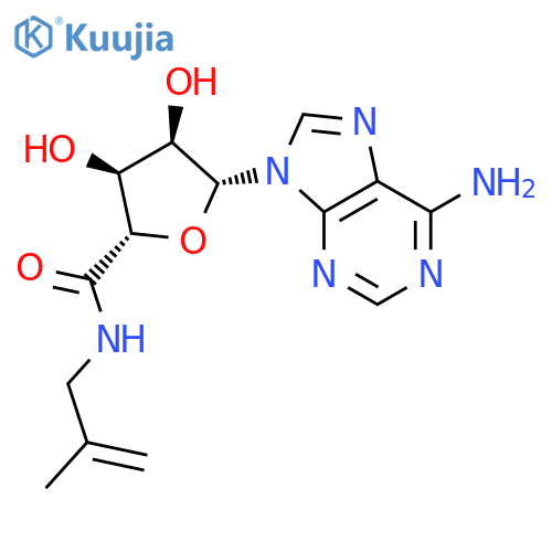 (2S,3S,4R,5R)-5-(6-amino-9H-purin-9-yl)-3,4-dihydroxy-N-(2-methylprop-2-en-1-yl)tetrahydrofuran-2-carboxamide (non-preferred name) structure