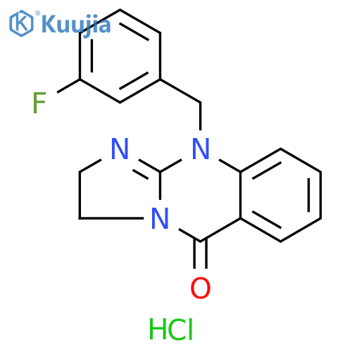 Imidazo[2,1-b]quinazolin-5(3H)-one, 10-[(3-fluorophenyl)methyl]-2,10-dihydro-, hydrochloride (1:1) structure