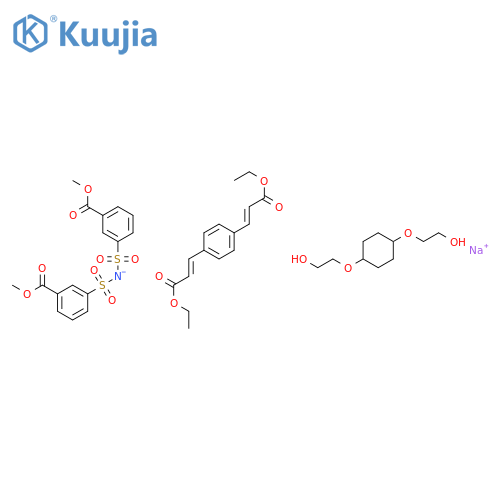 sodium; bis[(3-methoxycarbonylphenyl)sulfonyl]azanide; ethyl (E)-3-[4-[(E)-3-ethoxy-3-oxo-prop-1-enyl]phenyl]prop-2-enoate; 2-[4-(2-hydroxyethoxy)cyclohexoxy]ethanol structure