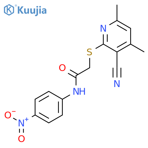 2-[(3-cyano-4,6-dimethylpyridin-2-yl)sulfanyl]-N-(4-nitrophenyl)acetamide structure