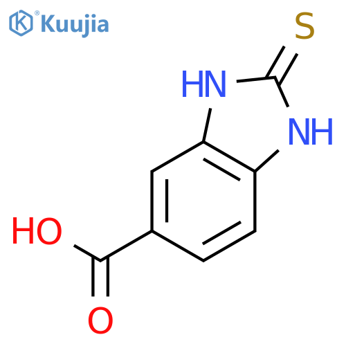 2-sulfanyl-1H-1,3-benzodiazole-6-carboxylic acid structure