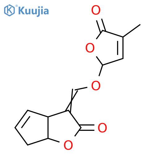 2H-Cyclopenta[b]furan-2-one, 3-[[(2,5-dihydro-4-methyl-5-oxo-2-furanyl)oxy]methylene]-3,3a,6,6a-tetrahydro- structure