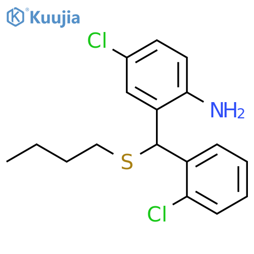 Benzenamine, 2-[(butylthio)(2-chlorophenyl)methyl]-4-chloro- structure
