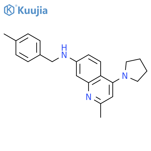 7-Quinolinamine, 2-methyl-N-[(4-methylphenyl)methyl]-4-(1-pyrrolidinyl)- structure